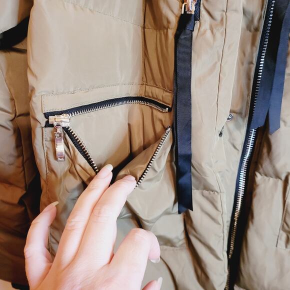 Orolay beige duck down filled thickened mid length hooded ski coat XL - Picture 7 of 16